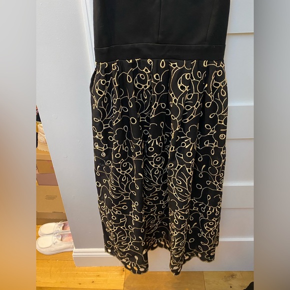 Maeve Anthropologie formal black and gold eyelet midi dress - Picture 9 of 12